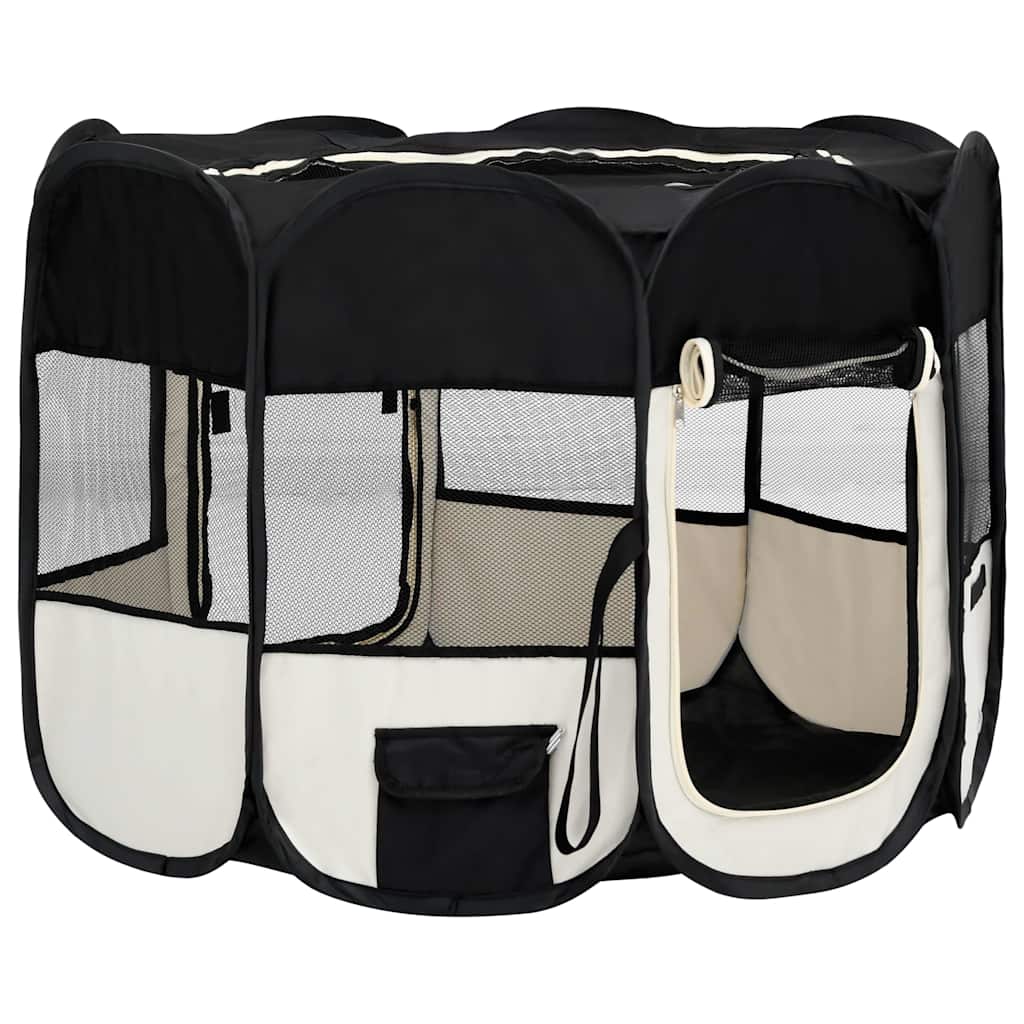vidaXL Țarc de câini pliabil cu sac de transport, negru, 90x90x58 cm vidaXL Țarc de câini pliabil cu sac de transport, negru, 90x90x58 cm