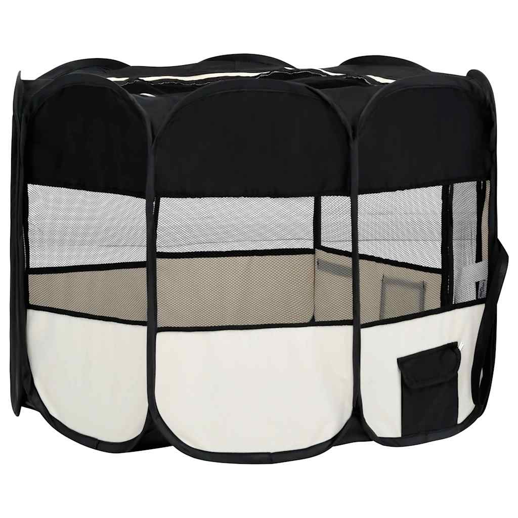 vidaXL Țarc de câini pliabil cu sac de transport, negru, 90x90x58 cm vidaXL Țarc de câini pliabil cu sac de transport, negru, 90x90x58 cm