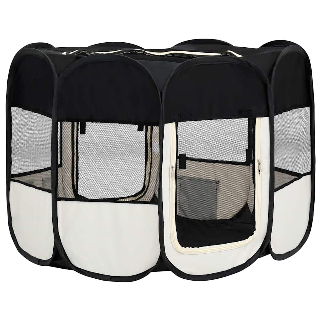 vidaXL Țarc de câini pliabil cu sac de transport, negru, 90x90x58 cm vidaXL Țarc de câini pliabil cu sac de transport, negru, 90x90x58 cm