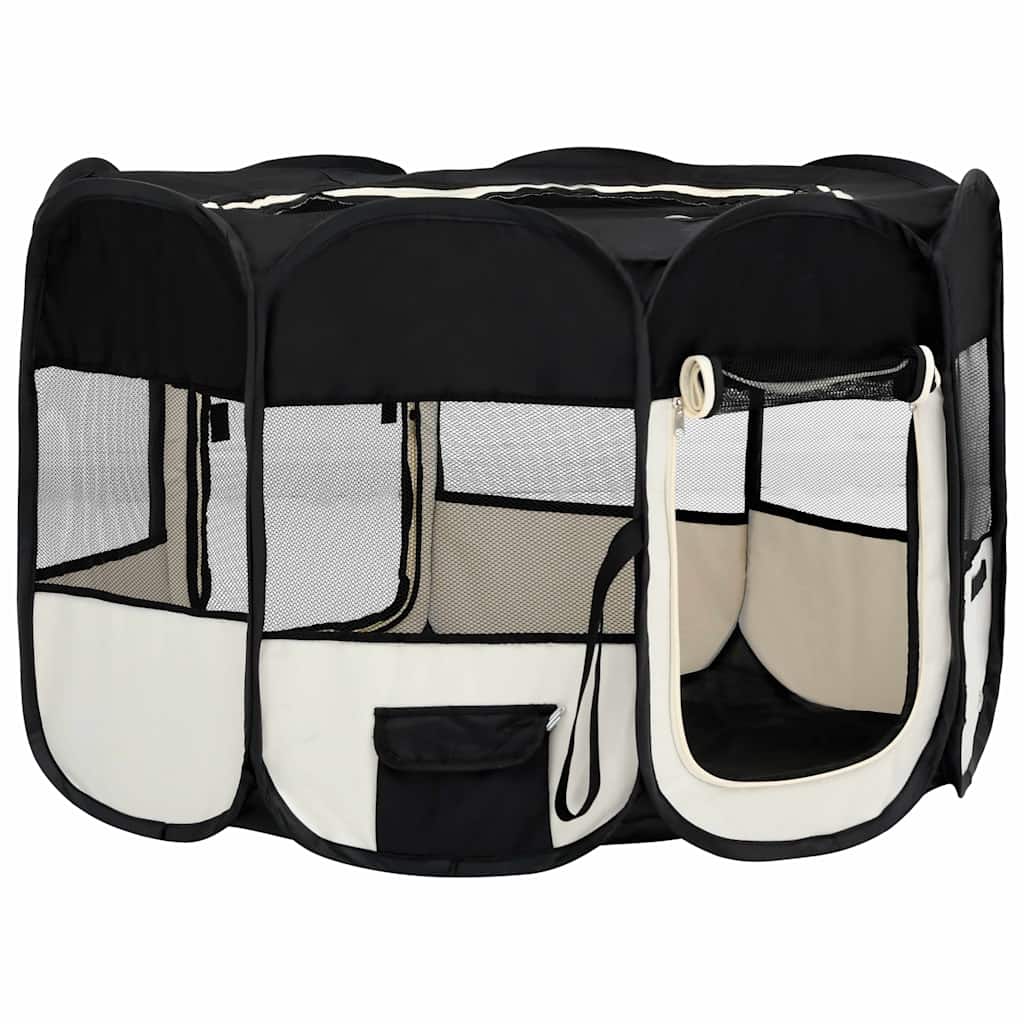 vidaXL Țarc de câini pliabil cu sac de transport, negru, 110x110x58 cm vidaXL Țarc de câini pliabil cu sac de transport, negru, 110x110x58 cm