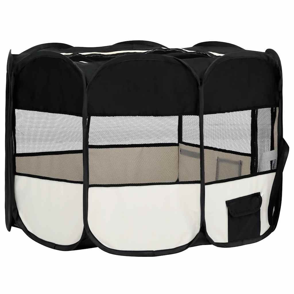 vidaXL Țarc de câini pliabil cu sac de transport, negru, 110x110x58 cm vidaXL Țarc de câini pliabil cu sac de transport, negru, 110x110x58 cm