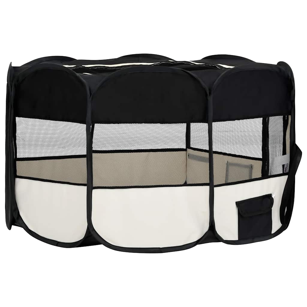 vidaXL Țarc de câini pliabil cu sac de transport, negru, 145x145x61 cm vidaXL Țarc de câini pliabil cu sac de transport, negru, 145x145x61 cm
