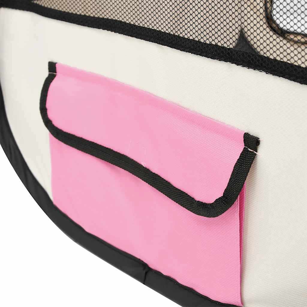 vidaXL Țarc joacă pliabil câini cu sac de transport roz 110x110x58 cm vidaXL Țarc joacă pliabil câini cu sac de transport roz 110x110x58 cm