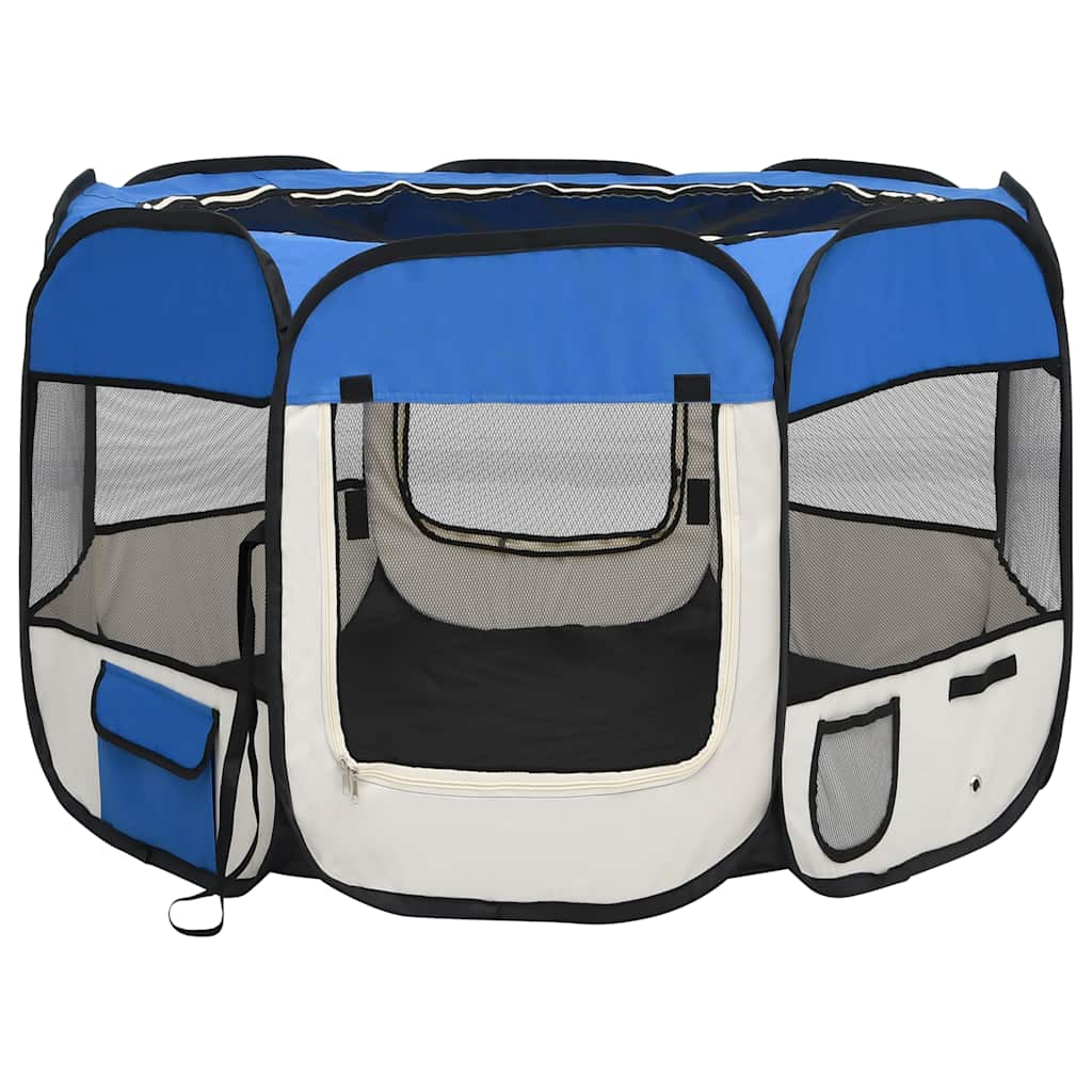 vidaXL Țarc joacă pliabil câini cu sac transport albastru 90x90x58 cm vidaXL Țarc joacă pliabil câini cu sac transport albastru 90x90x58 cm