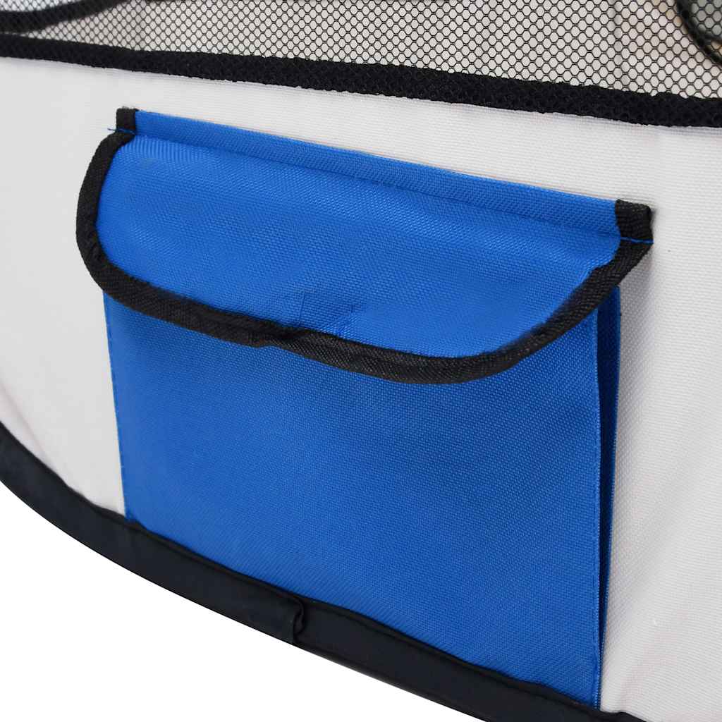 vidaXL Țarc câini pliabil cu sac de transport, albastru, 145x145x61 cm