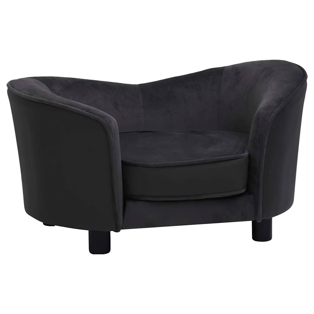 vidaXL Canapea pentru câini negru 69x49x40 cm, pluș/piele ecologică vidaXL Canapea pentru câini negru 69x49x40 cm, pluș/piele ecologică