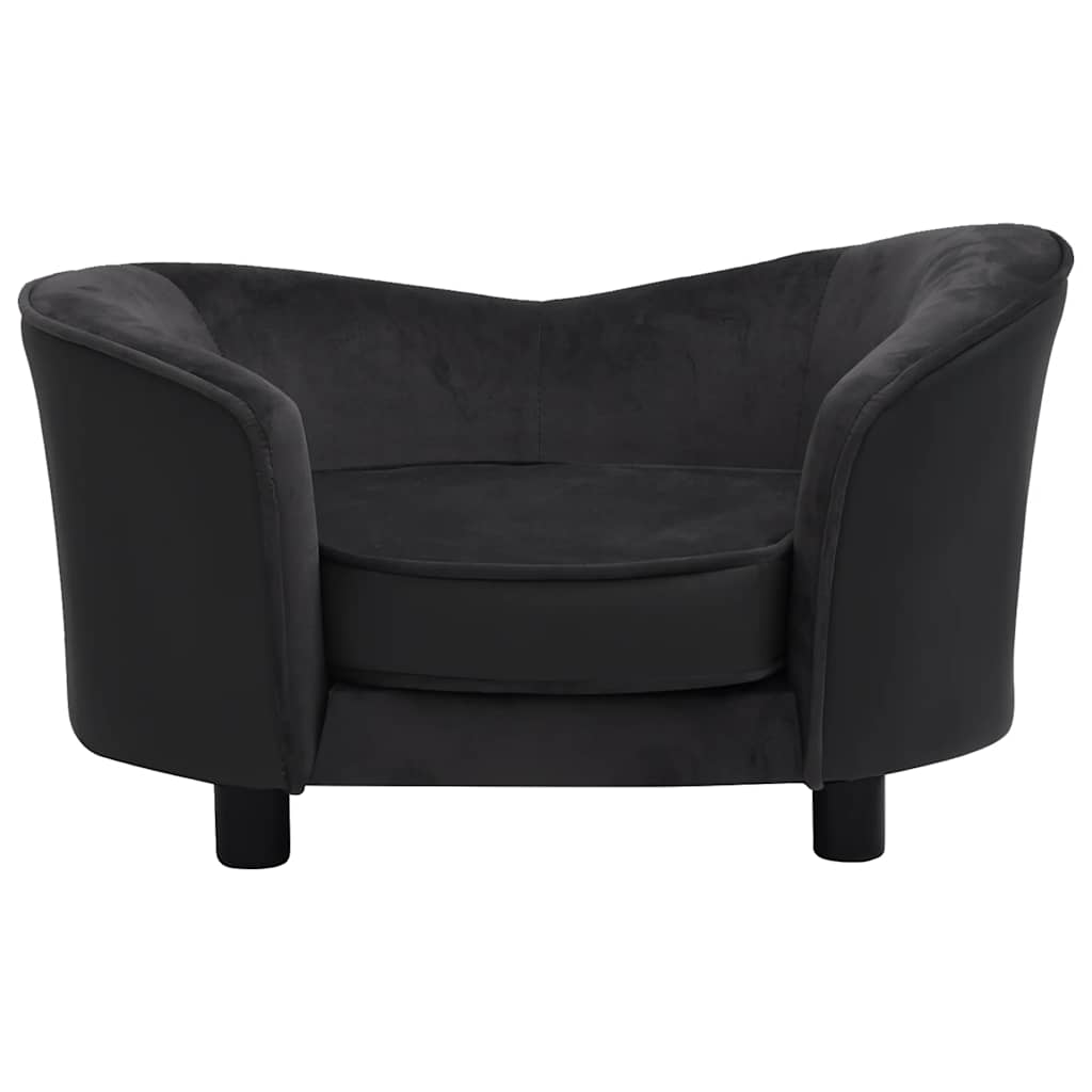 vidaXL Canapea pentru câini negru 69x49x40 cm, pluș/piele ecologică vidaXL Canapea pentru câini negru 69x49x40 cm, pluș/piele ecologică