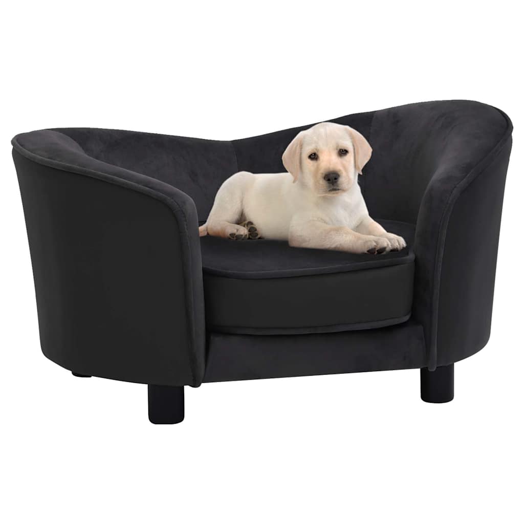 vidaXL Canapea pentru câini negru 69x49x40 cm, pluș/piele ecologică vidaXL Canapea pentru câini negru 69x49x40 cm, pluș/piele ecologică