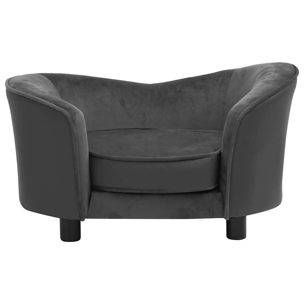 vidaXL Canapea de câini gri închis 69x49x40 cm, pluș/piele ecologică vidaXL Canapea de câini gri închis 69x49x40 cm, pluș/piele ecologică
