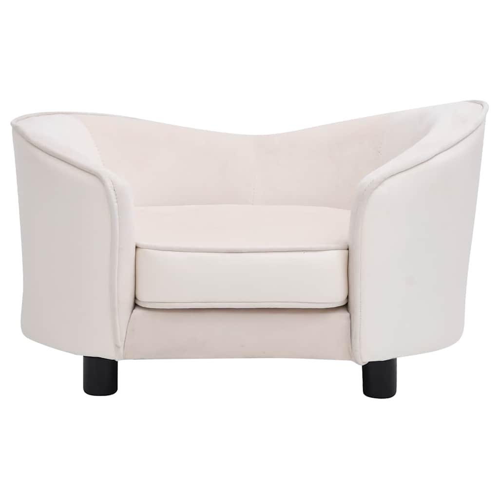 vidaXL Canapea pentru câini crem 69x49x40 cm, pluș/piele ecologică vidaXL Canapea pentru câini crem 69x49x40 cm, pluș/piele ecologică