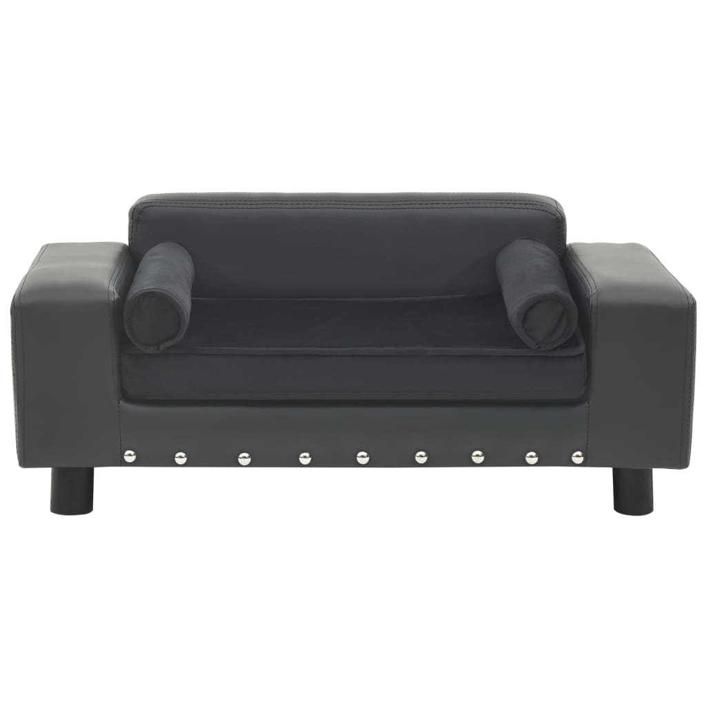 vidaXL Canapea câini, gri închis, 81x43x31 cm, pluș/piele ecologică vidaXL Canapea câini, gri închis, 81x43x31 cm, pluș/piele ecologică