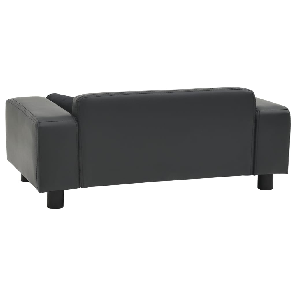 vidaXL Canapea câini, gri închis, 81x43x31 cm, pluș/piele ecologică vidaXL Canapea câini, gri închis, 81x43x31 cm, pluș/piele ecologică