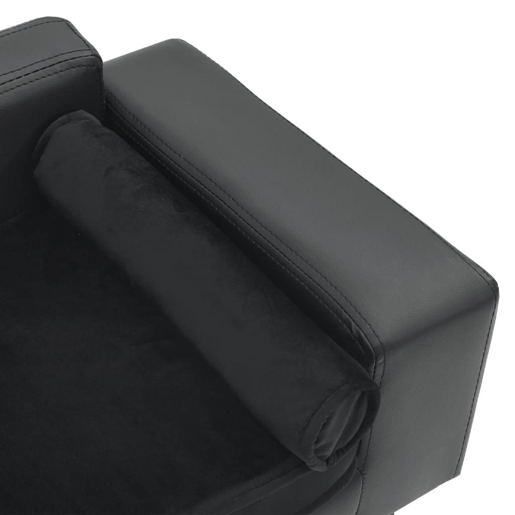vidaXL Canapea câini, gri închis, 81x43x31 cm, pluș/piele ecologică vidaXL Canapea câini, gri închis, 81x43x31 cm, pluș/piele ecologică