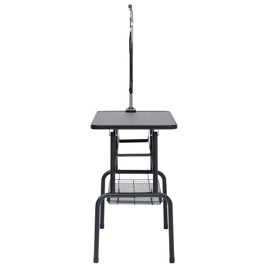 vidaXL Masă pentru îngrijirea câinilor reglabilă, cu 1 lesă și coș