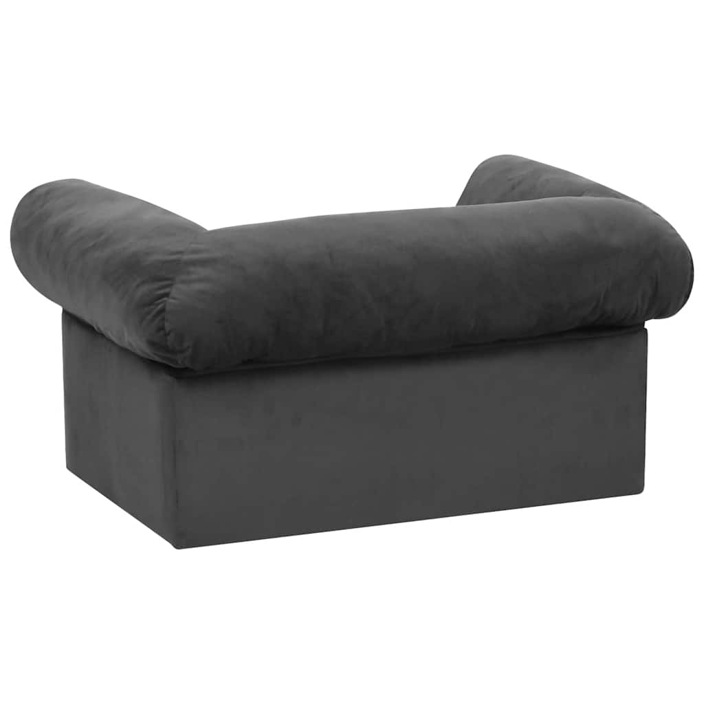 vidaXL Canapea pentru câini cu sertar, gri închis, 75x50x38 cm, pluș vidaXL Canapea pentru câini cu sertar, gri închis, 75x50x38 cm, pluș