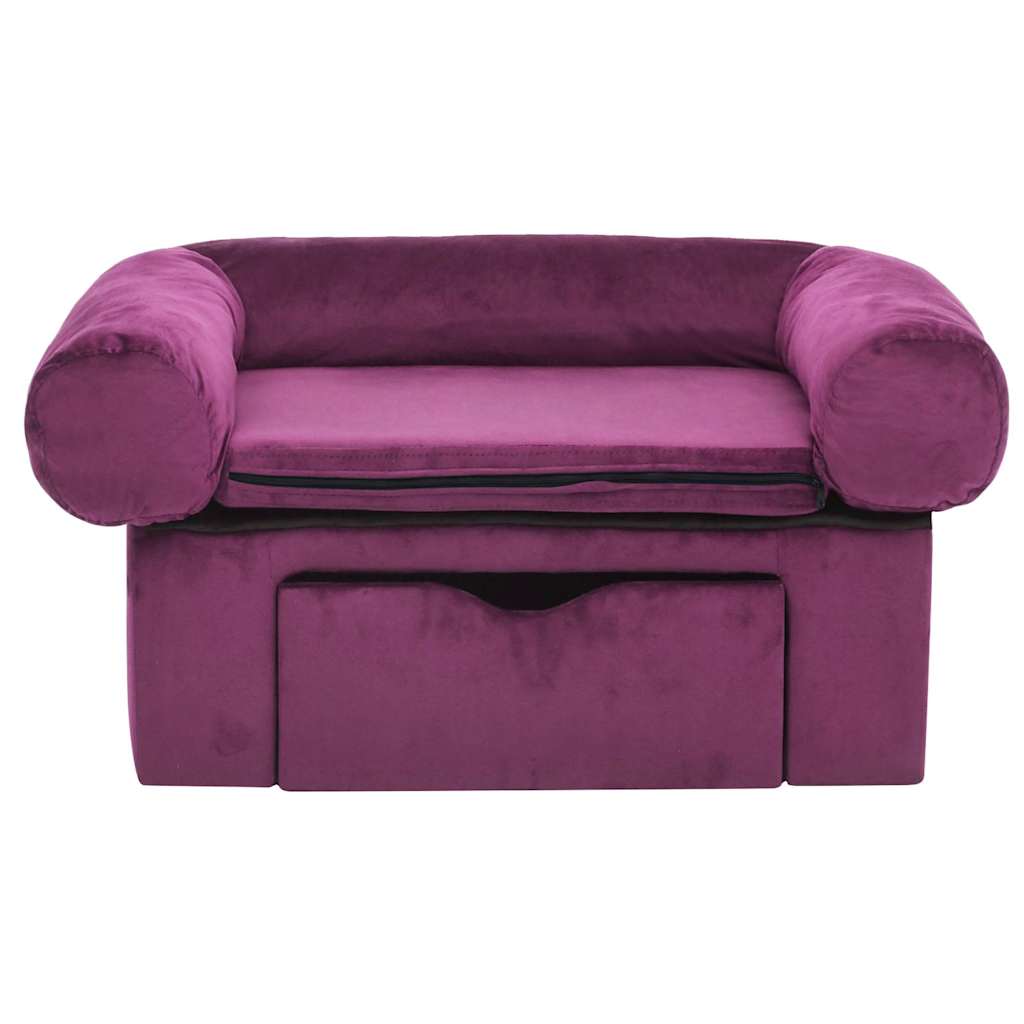 vidaXL Canapea pentru câini, cu sertar, vișiniu, 75x50x38 cm, pluș vidaXL Canapea pentru câini, cu sertar, vișiniu, 75x50x38 cm, pluș