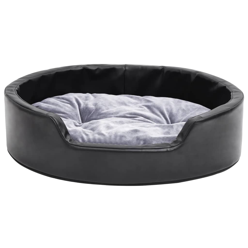 vidaXL Pat pentru câini, negru/gri, 69x59x19 cm, pluș/piele ecologică vidaXL Pat pentru câini, negru/gri, 69x59x19 cm, pluș/piele ecologică