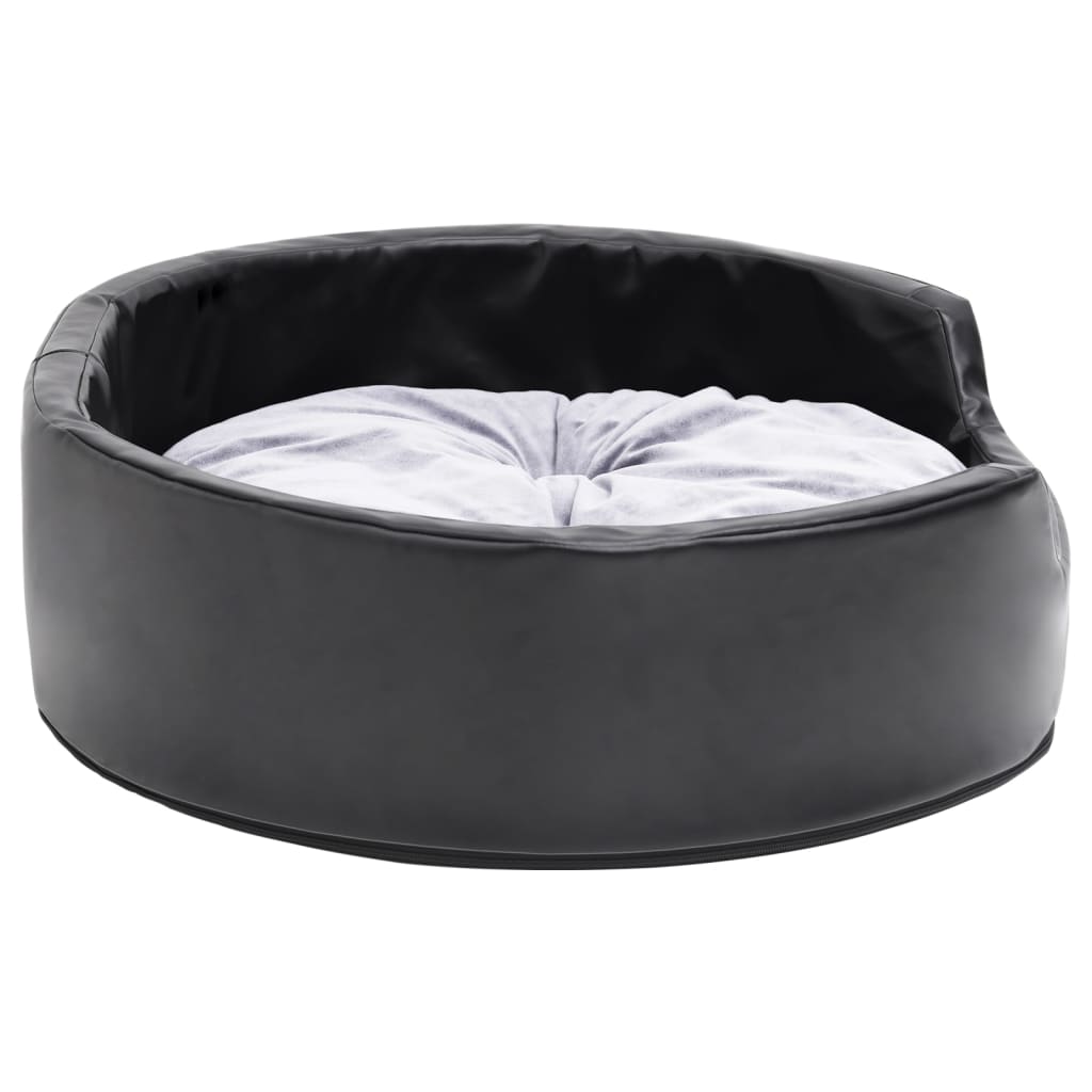 vidaXL Pat pentru câini, negru/gri, 69x59x19 cm, pluș/piele ecologică vidaXL Pat pentru câini, negru/gri, 69x59x19 cm, pluș/piele ecologică
