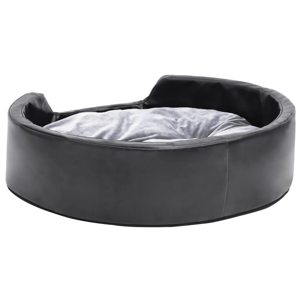 vidaXL Pat pentru câini, negru/gri, 69x59x19 cm, pluș/piele ecologică vidaXL Pat pentru câini, negru/gri, 69x59x19 cm, pluș/piele ecologică
