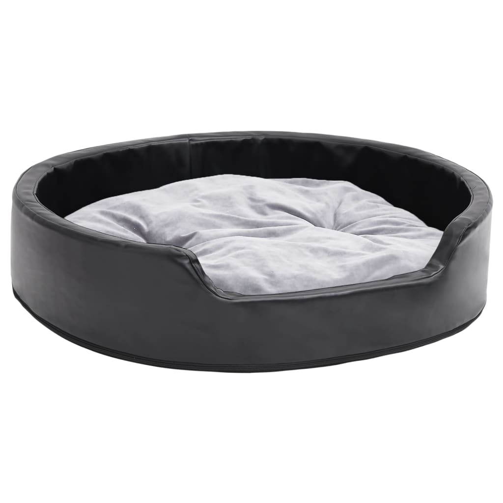 vidaXL Pat pentru câini, negru/gri, 79x70x19 cm, pluș/piele ecologică vidaXL Pat pentru câini, negru/gri, 79x70x19 cm, pluș/piele ecologică