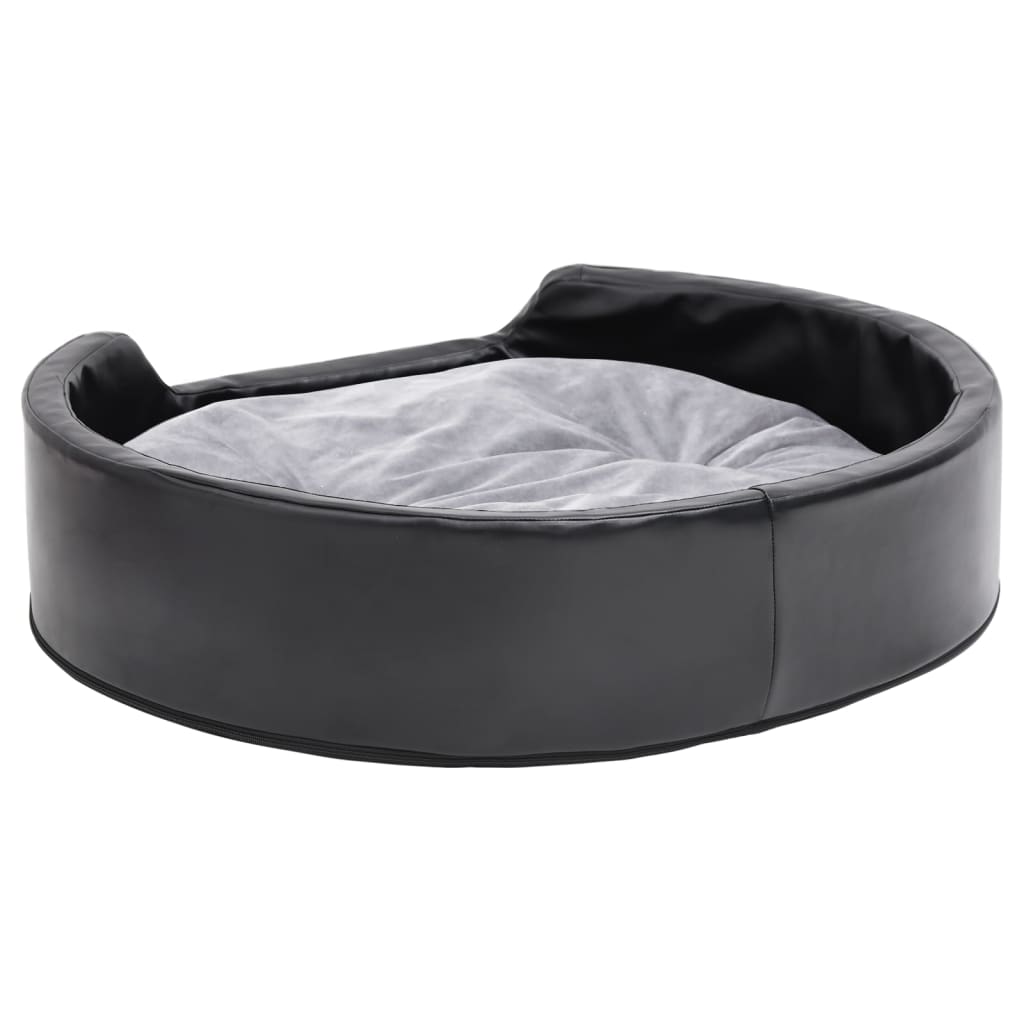 vidaXL Pat pentru câini, negru/gri, 79x70x19 cm, pluș/piele ecologică vidaXL Pat pentru câini, negru/gri, 79x70x19 cm, pluș/piele ecologică