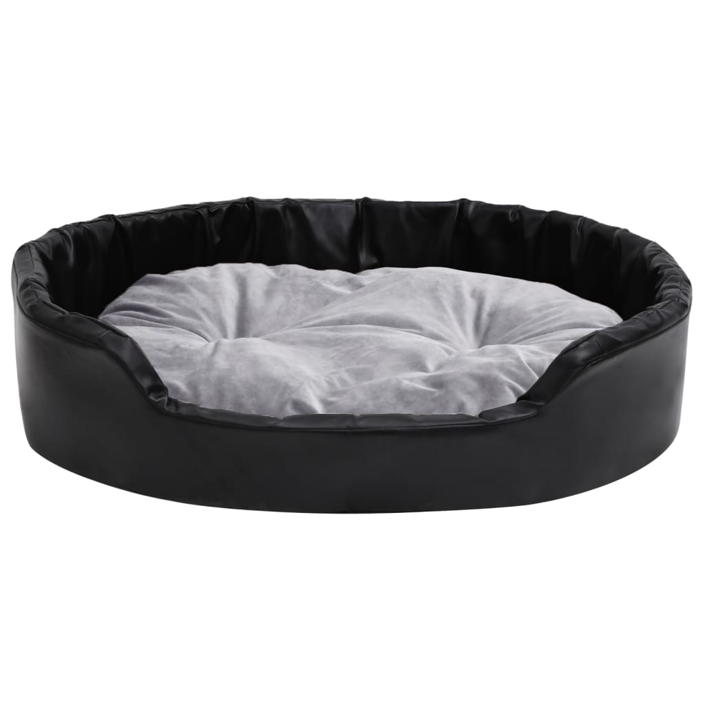 vidaXL Pat pentru câini, negru/gri, 90x79x20 cm, pluș/piele ecologică vidaXL Pat pentru câini, negru/gri, 90x79x20 cm, pluș/piele ecologică