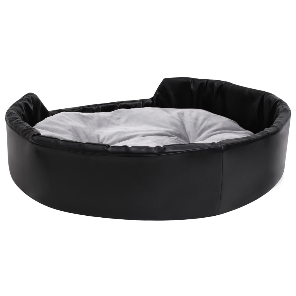 vidaXL Pat pentru câini, negru/gri, 90x79x20 cm, pluș/piele ecologică vidaXL Pat pentru câini, negru/gri, 90x79x20 cm, pluș/piele ecologică