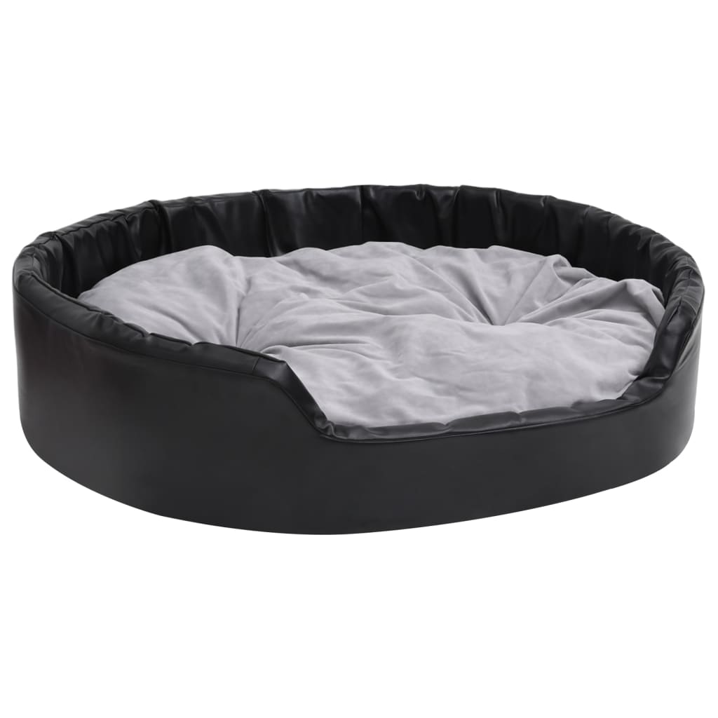 vidaXL Pat pentru câini, negru/gri, 99x89x21 cm, pluș/piele ecologică vidaXL Pat pentru câini, negru/gri, 99x89x21 cm, pluș/piele ecologică