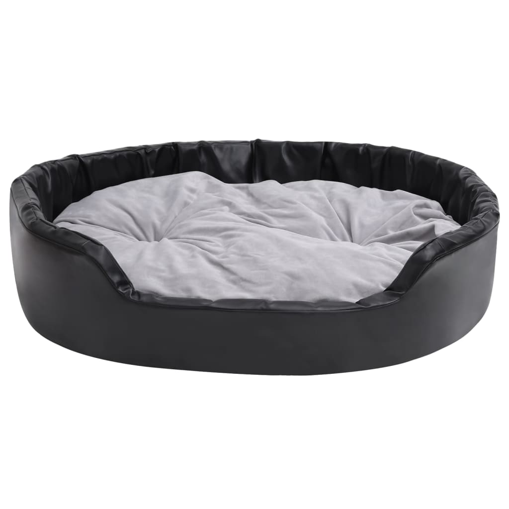 vidaXL Pat pentru câini, negru/gri, 99x89x21 cm, pluș/piele ecologică vidaXL Pat pentru câini, negru/gri, 99x89x21 cm, pluș/piele ecologică