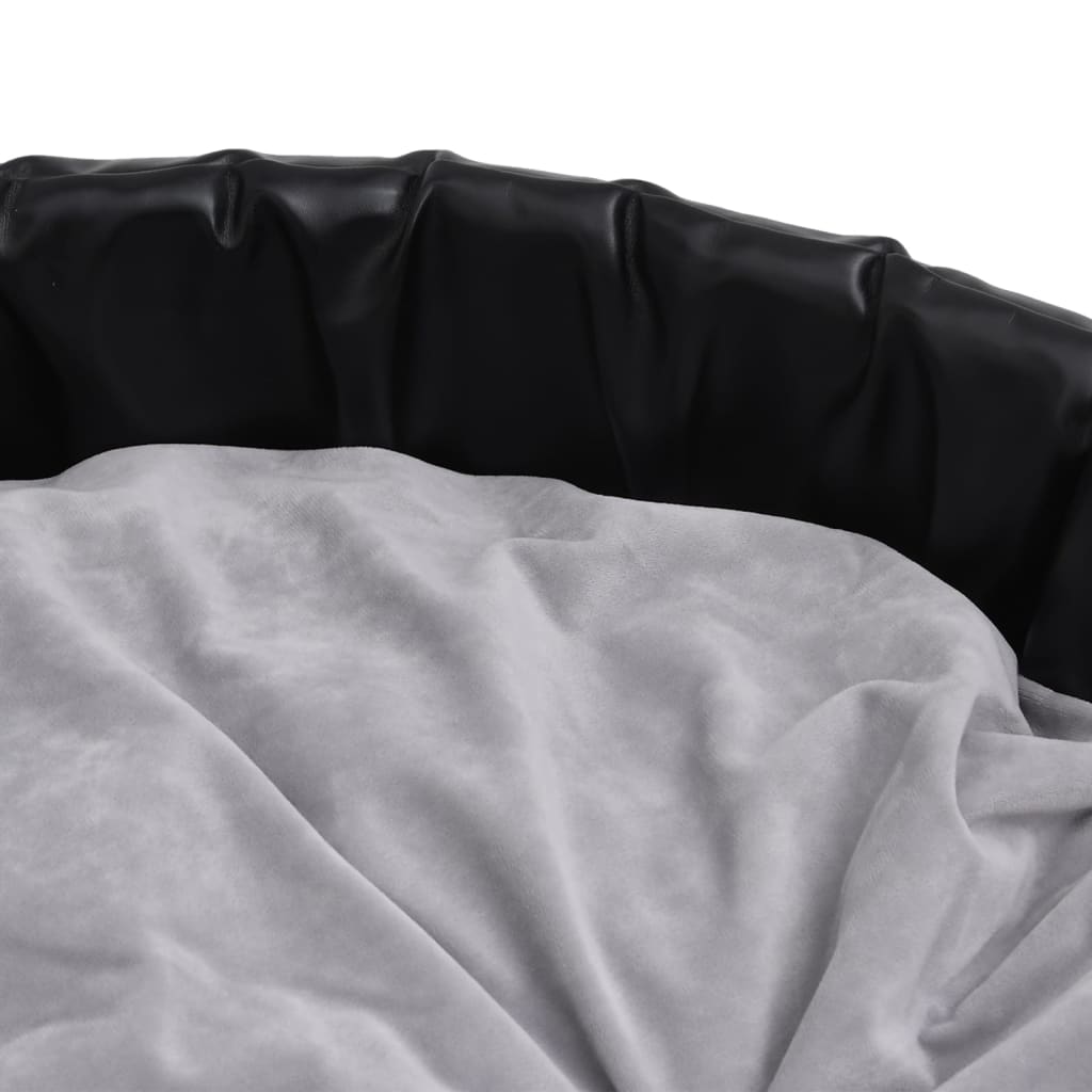 vidaXL Pat pentru câini, negru/gri, 99x89x21 cm, pluș/piele ecologică vidaXL Pat pentru câini, negru/gri, 99x89x21 cm, pluș/piele ecologică