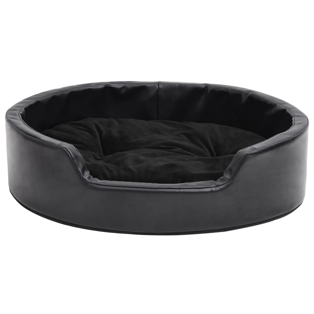 vidaXL Pat pentru câini, negru, 69x59x19 cm, pluș/piele ecologică vidaXL Pat pentru câini, negru, 69x59x19 cm, pluș/piele ecologică