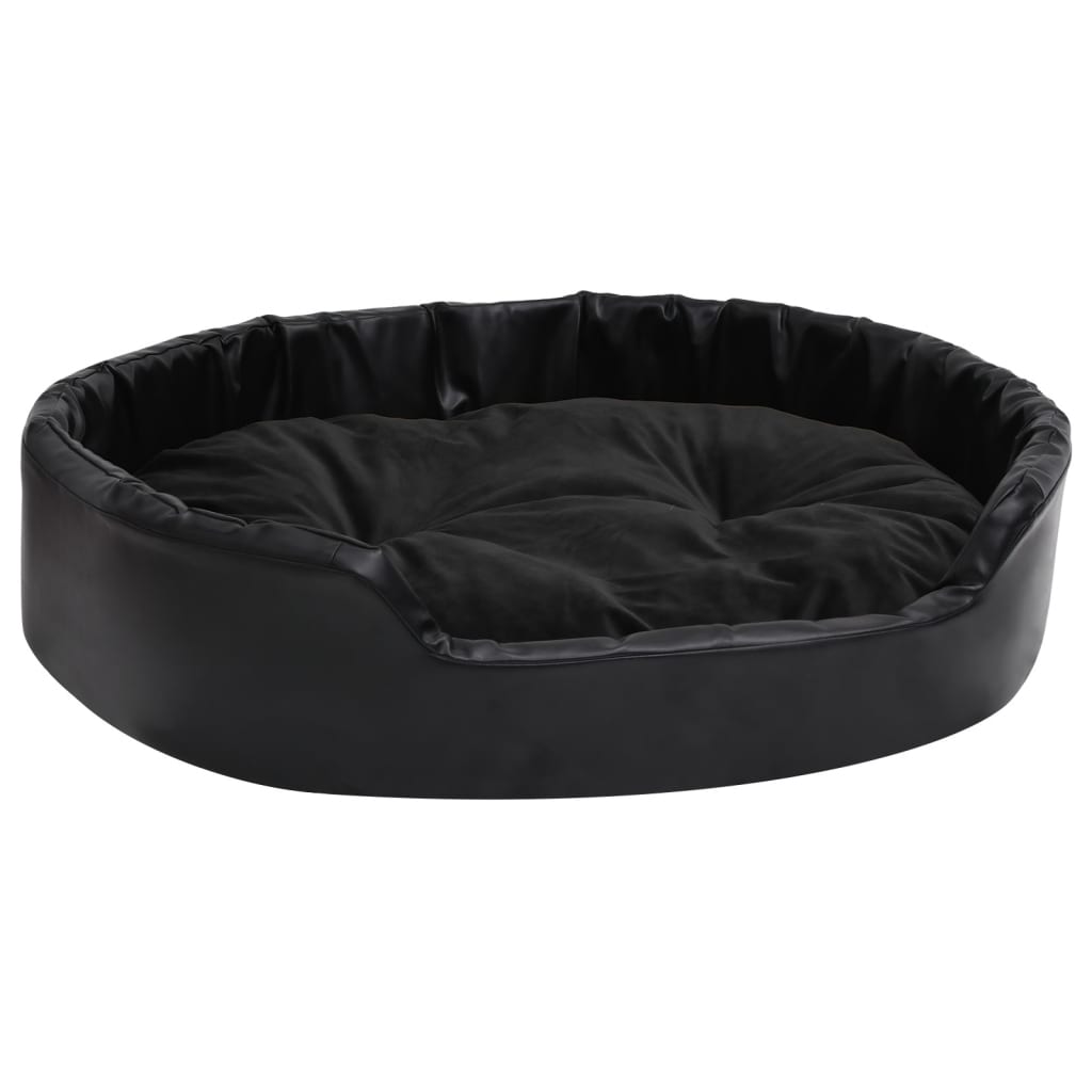 vidaXL Pat pentru câini, negru, 90x79x20 cm, pluș/piele ecologică vidaXL Pat pentru câini, negru, 90x79x20 cm, pluș/piele ecologică