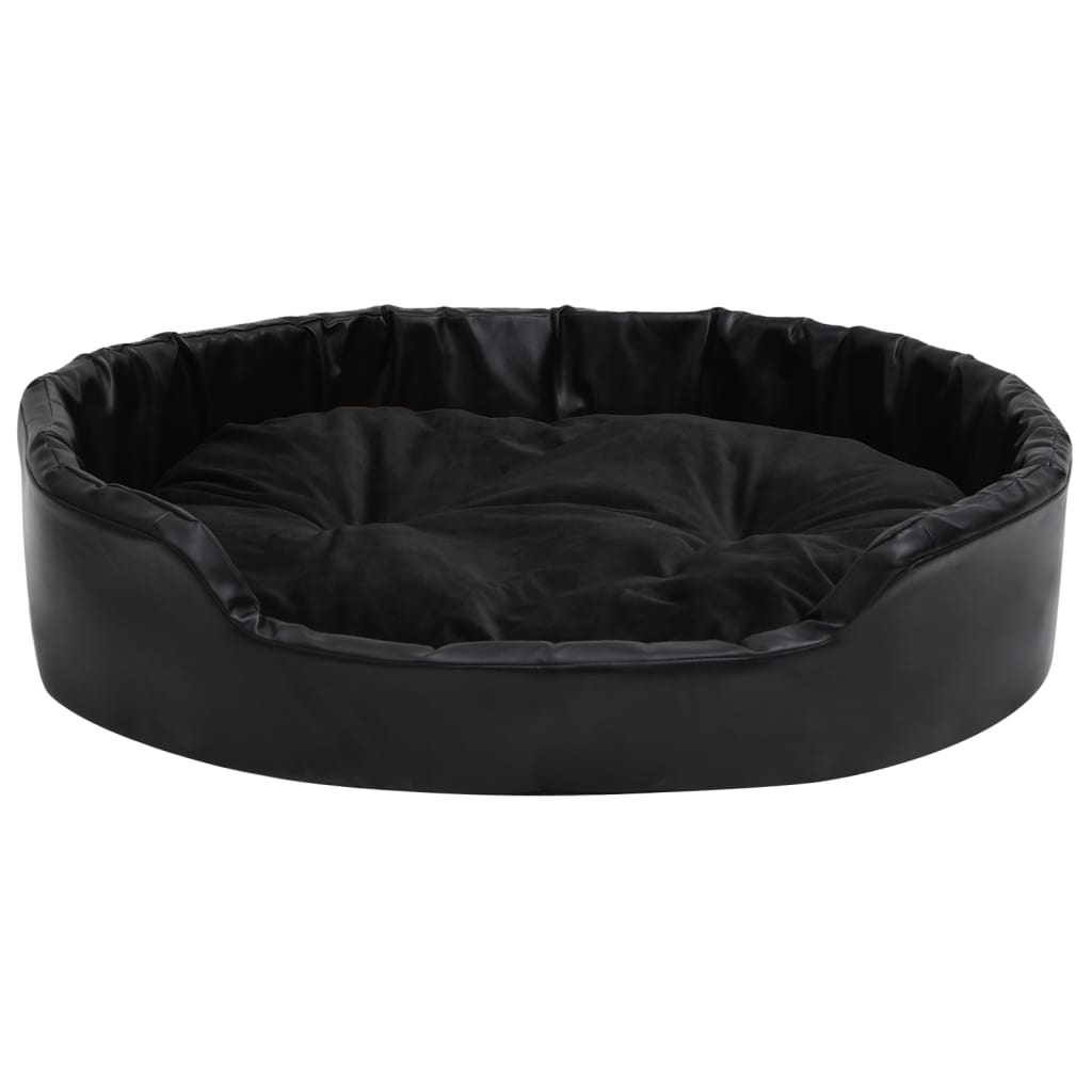 vidaXL Pat pentru câini, negru, 90x79x20 cm, pluș/piele ecologică vidaXL Pat pentru câini, negru, 90x79x20 cm, pluș/piele ecologică