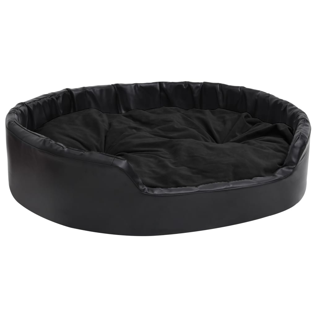 vidaXL Pat pentru câini, negru, 99x89x21 cm, pluș/piele ecologică