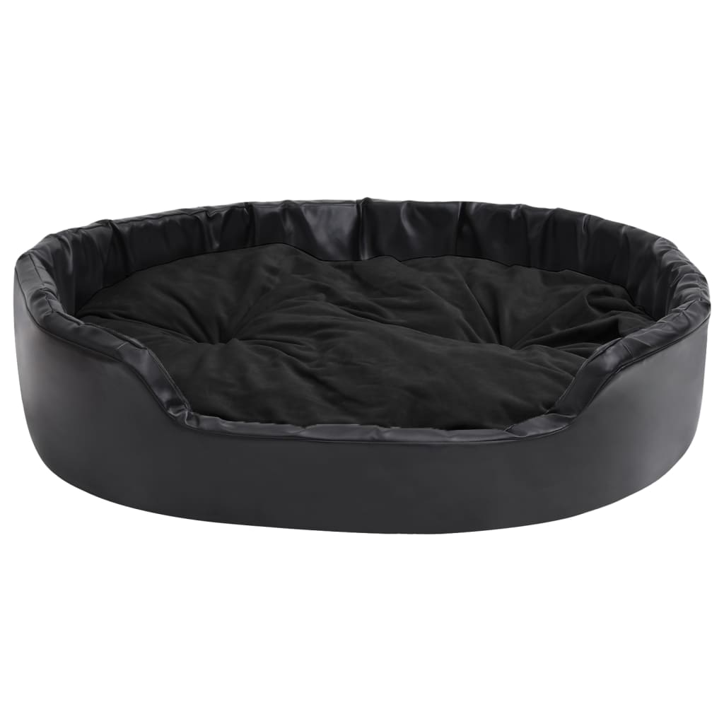 vidaXL Pat pentru câini, negru, 99x89x21 cm, pluș/piele ecologică