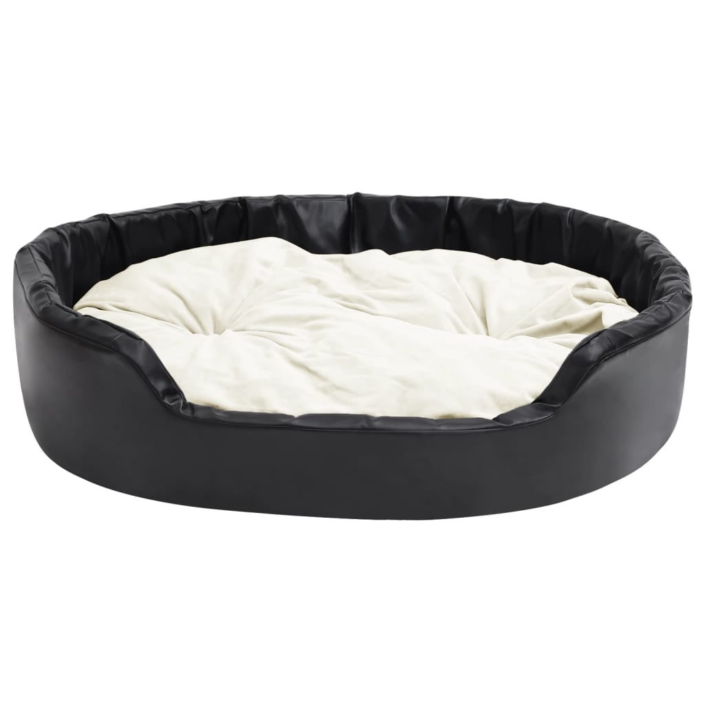 vidaXL Pat pentru câini, negru/bej, 99x89x21 cm, pluș/piele ecologică vidaXL Pat pentru câini, negru/bej, 99x89x21 cm, pluș/piele ecologică