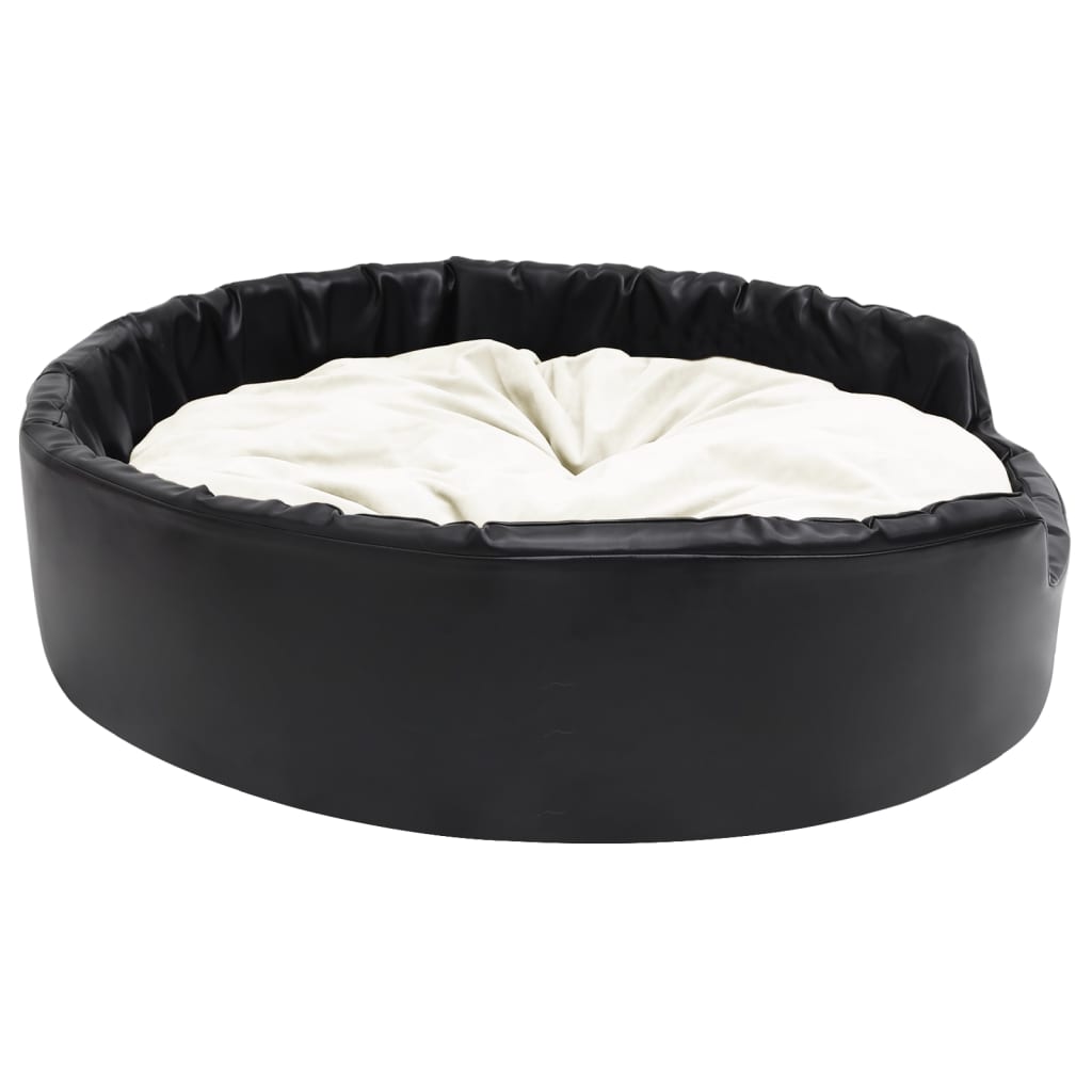 vidaXL Pat pentru câini, negru/bej, 99x89x21 cm, pluș/piele ecologică vidaXL Pat pentru câini, negru/bej, 99x89x21 cm, pluș/piele ecologică