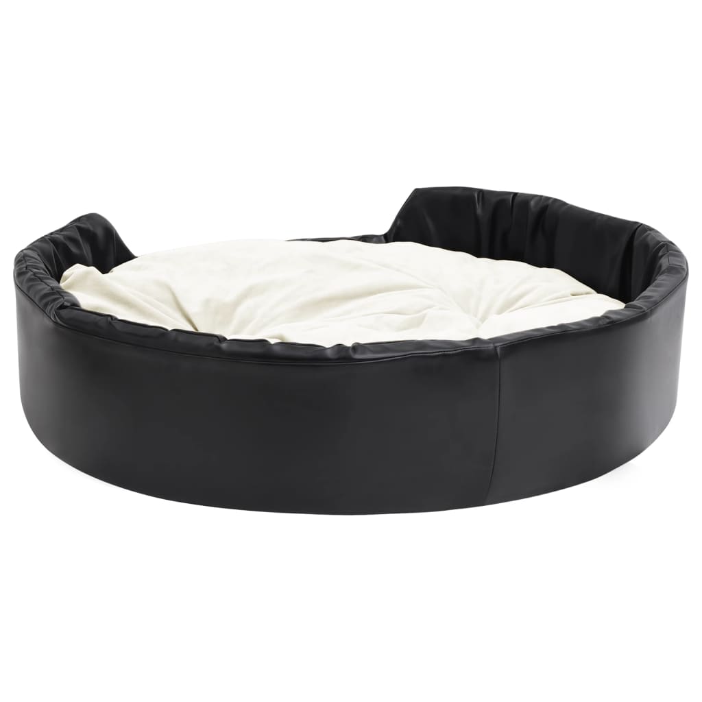 vidaXL Pat pentru câini, negru/bej, 99x89x21 cm, pluș/piele ecologică vidaXL Pat pentru câini, negru/bej, 99x89x21 cm, pluș/piele ecologică