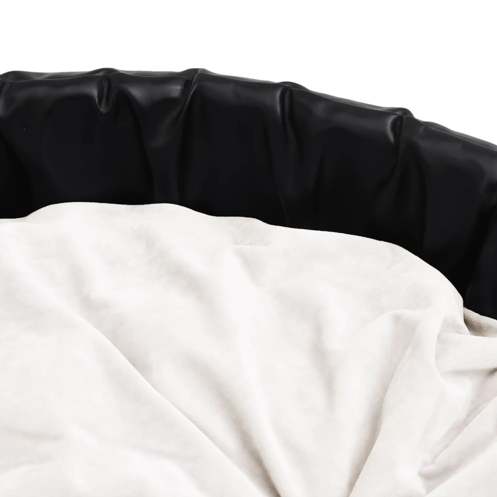 vidaXL Pat pentru câini, negru/bej, 99x89x21 cm, pluș/piele ecologică vidaXL Pat pentru câini, negru/bej, 99x89x21 cm, pluș/piele ecologică