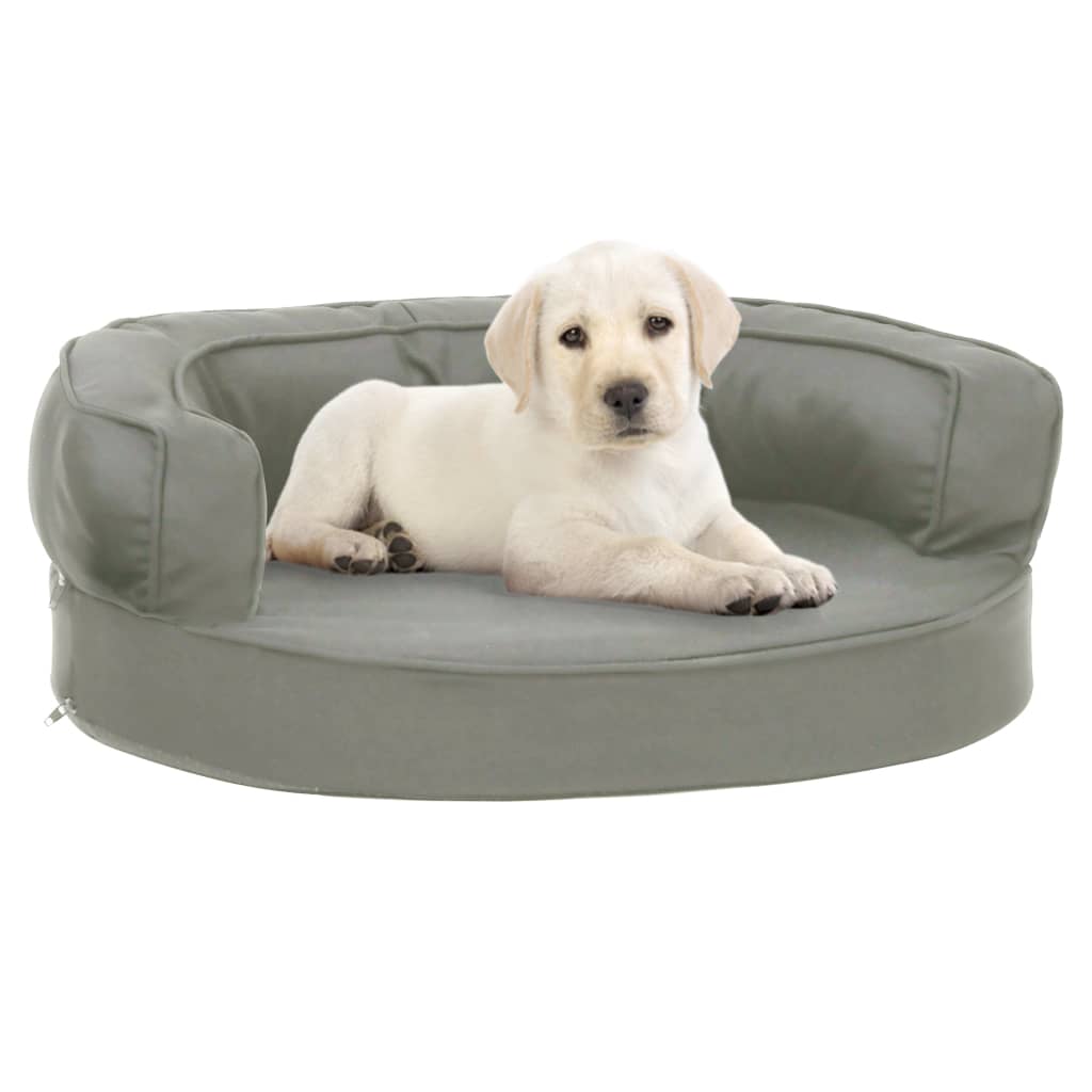 vidaXL Saltea ergonomică pat de câini, 60x42 cm, gri, aspect de in vidaXL Saltea ergonomică pat de câini, 60x42 cm, gri, aspect de in