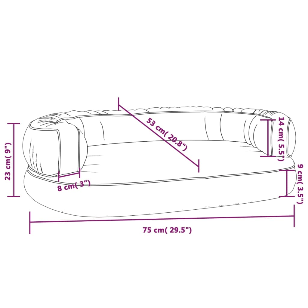 vidaXL Pat de câini, spumă ergonomică, albastru, 75x53 cm, piele eco vidaXL Pat de câini, spumă ergonomică, albastru, 75x53 cm, piele eco