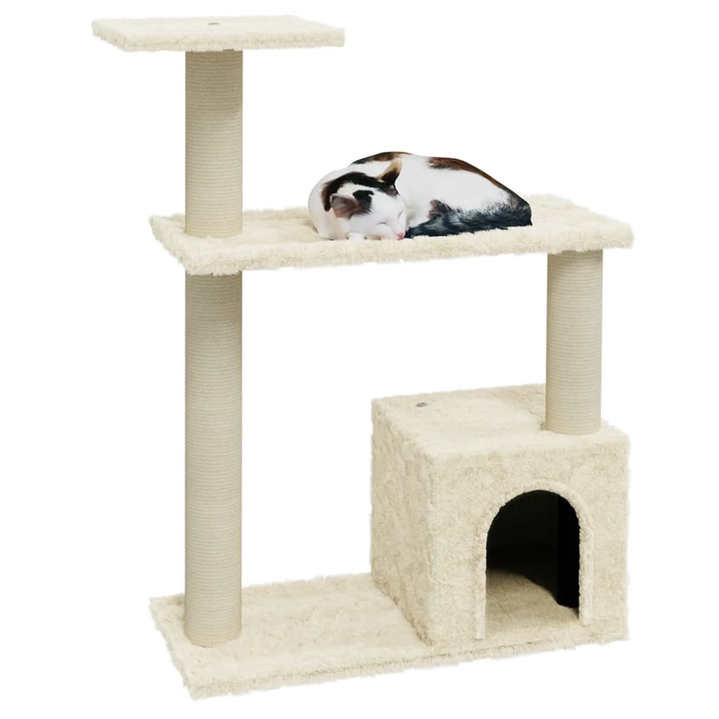 vidaXL Ansamblu pisici cu stâlpi din funie de sisal, crem, 70 cm vidaXL Ansamblu pisici cu stâlpi din funie de sisal, crem, 70 cm