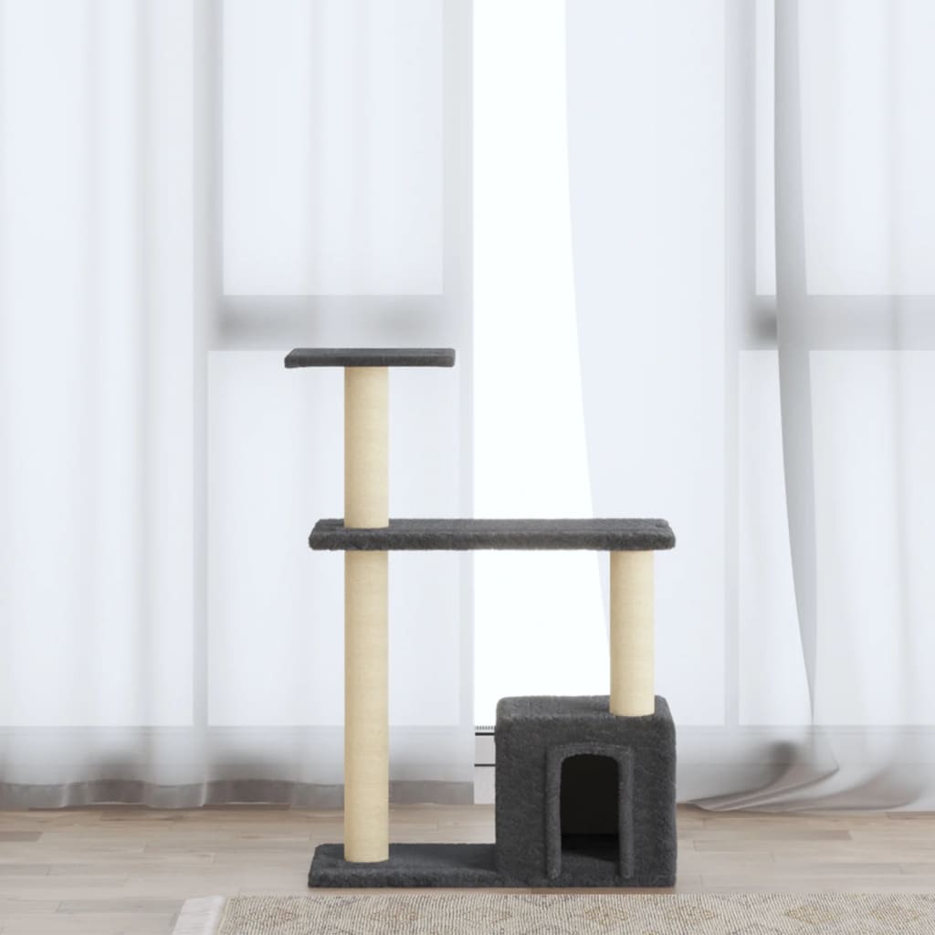 vidaXL Ansamblu pisici cu stâlpi din funie de sisal, gri închis, 70 cm vidaXL Ansamblu pisici cu stâlpi din funie de sisal, gri închis, 70 cm