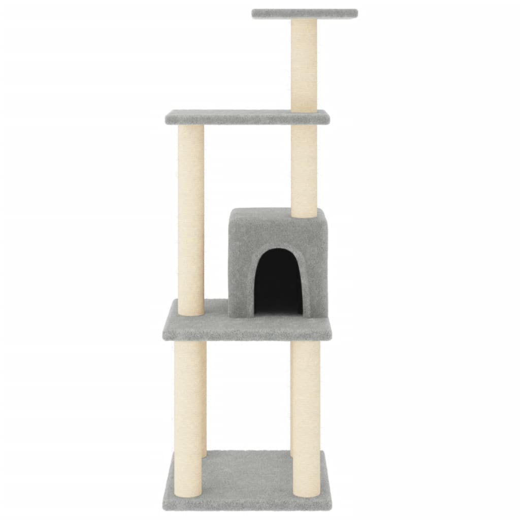 vidaXL Ansamblu pisici, stâlpi din funie sisal, gri deschis, 105 cm vidaXL Ansamblu pisici, stâlpi din funie sisal, gri deschis, 105 cm