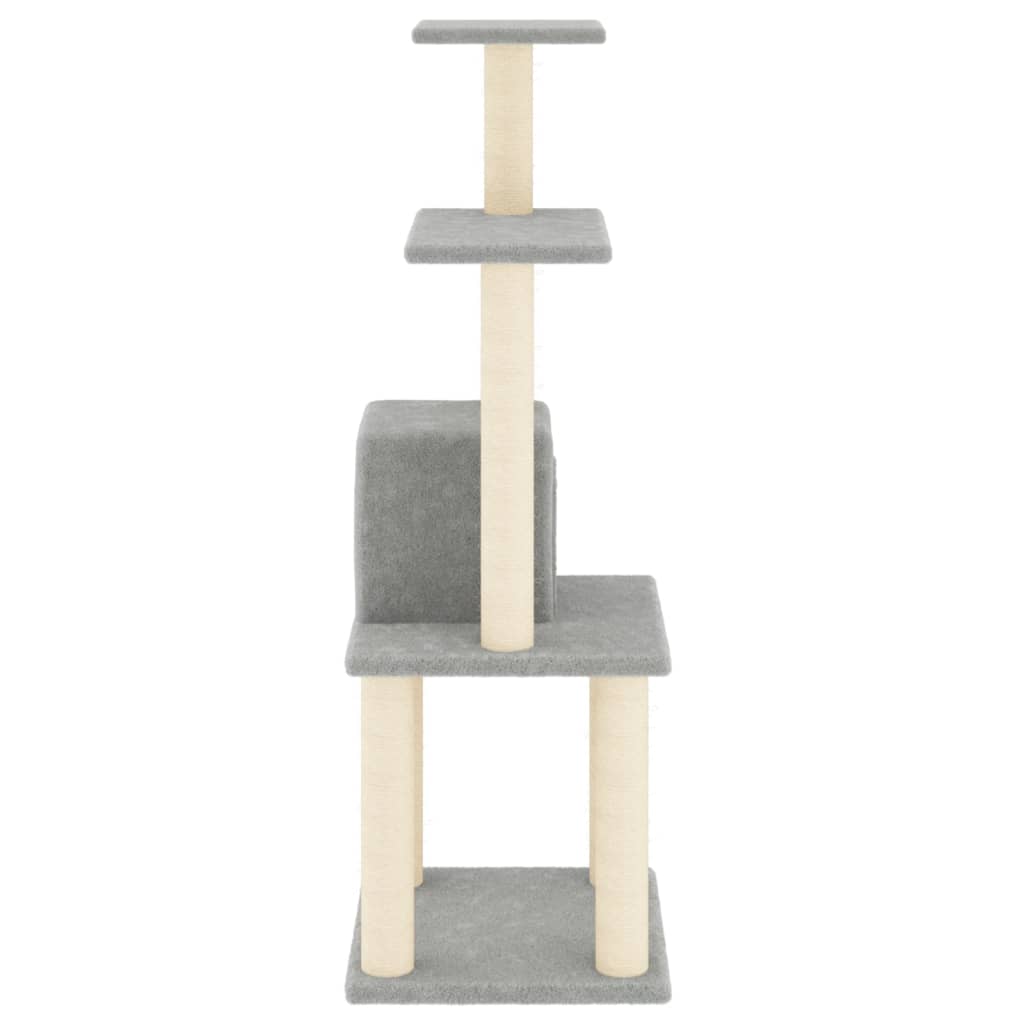 vidaXL Ansamblu pisici, stâlpi din funie sisal, gri deschis, 105 cm vidaXL Ansamblu pisici, stâlpi din funie sisal, gri deschis, 105 cm