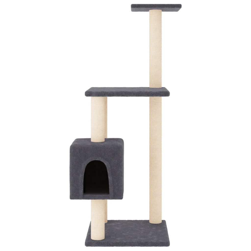 vidaXL Ansamblu pisici cu stâlpi din funie de sisal, gri închis 104 cm vidaXL Ansamblu pisici cu stâlpi din funie de sisal, gri închis 104 cm