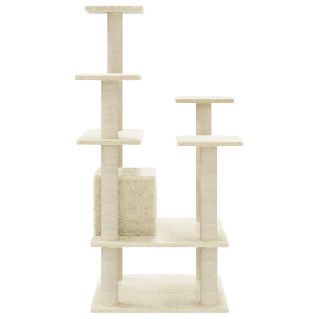 vidaXL Ansamblu pisici cu stâlpi din funie de sisal, crem, 110 cm vidaXL Ansamblu pisici cu stâlpi din funie de sisal, crem, 110 cm