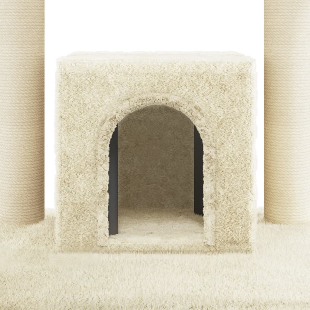 vidaXL Ansamblu pisici cu stâlpi din funie de sisal, crem, 110 cm vidaXL Ansamblu pisici cu stâlpi din funie de sisal, crem, 110 cm