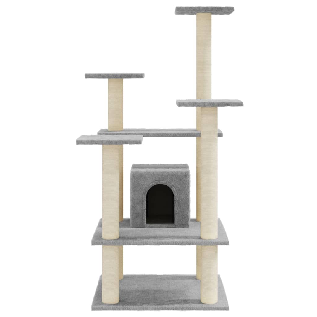 vidaXL Ansamblu pisici, stâlpi din funie sisal, gri deschis, 110 cm vidaXL Ansamblu pisici, stâlpi din funie sisal, gri deschis, 110 cm