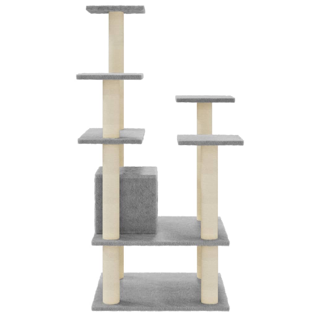 vidaXL Ansamblu pisici, stâlpi din funie sisal, gri deschis, 110 cm vidaXL Ansamblu pisici, stâlpi din funie sisal, gri deschis, 110 cm